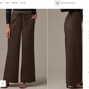 Wit & Wisdom Wide Leg Utility Pant, Petite M, Chocolate Brown